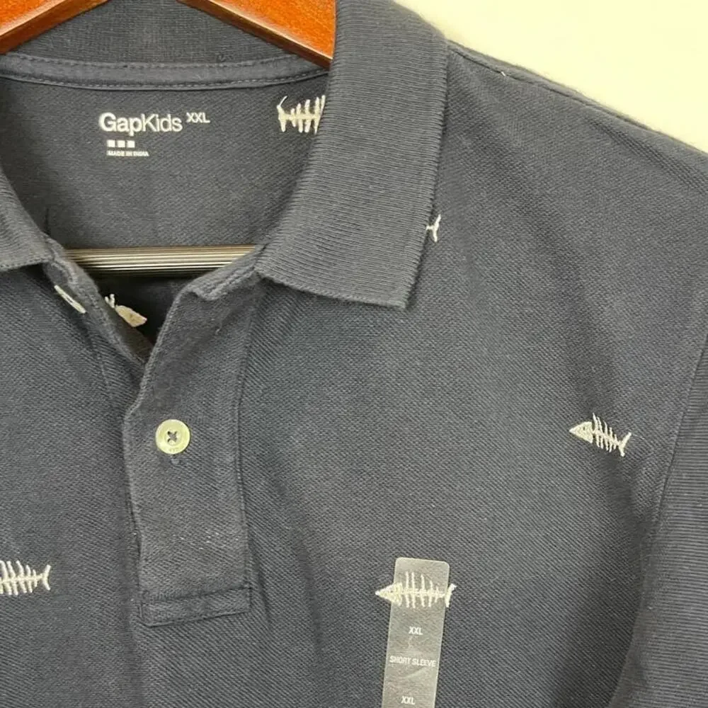 Gap Kids Embroidered Fish Bone Polo Youth XXLarge New with Tag
